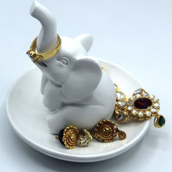 Elephant Wedding Ring Holder Tray Decorative Jewelry Holder, Trinket Tray/Dish - Picture 4 of 10